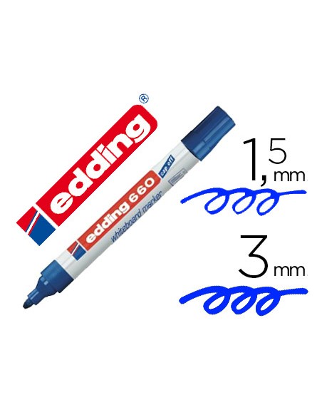 Rotulador edding para pizarra blanca 660 color azul punta redonda 1,5-3 mm recargable