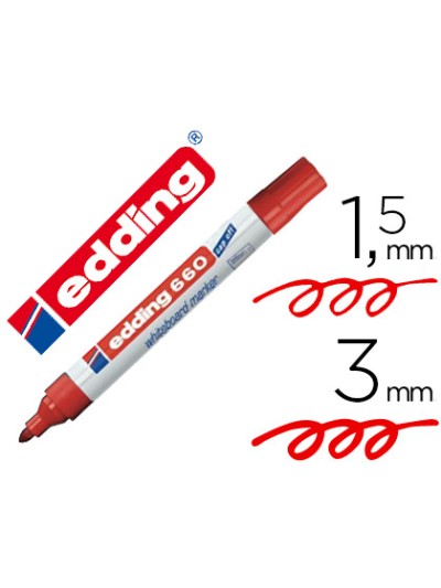 Rotulador edding para pizarra blanca 660 color rojo punta redonda 1,5-3 mm