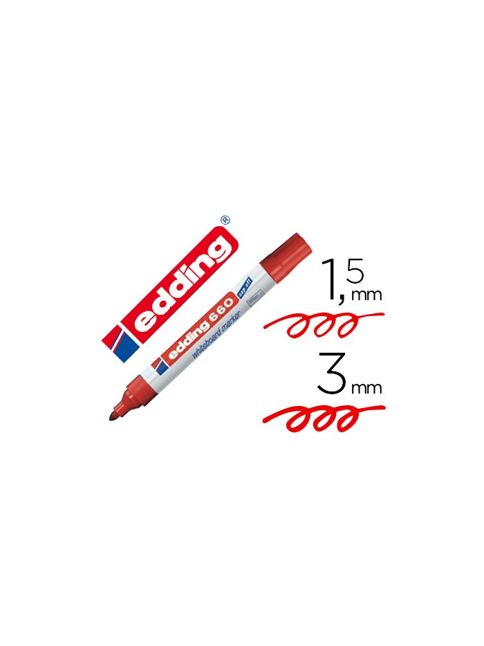 Rotulador edding para pizarra blanca 660 color rojo punta redonda 1,5-3 mm Rotulador edding para pizarra blanca 660 color rojo punta redonda 1,5-3 mm