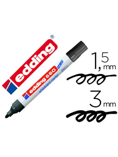 Rotulador edding para pizarra blanca 660 color negro punta redonda 3 mm