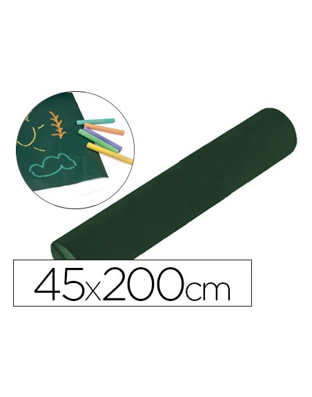 Pizarra liderpapel para tiza adhesiva rollo 45x200 cm color negro o verde