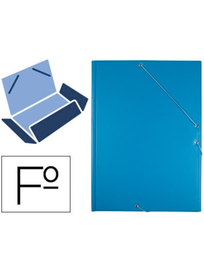 Carpeta liderpapel gomas folio 3 solapas carton forrado pvc azul