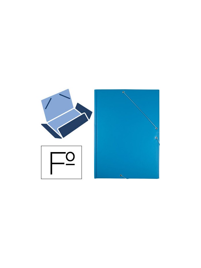 Carpeta liderpapel gomas folio 3 solapas carton forrado pvc azul Carpeta liderpapel gomas folio 3 solapas carton forrado pvc azul