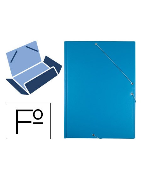 Carpeta liderpapel gomas folio 3 solapas carton forrado pvc azul