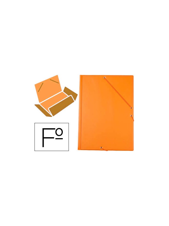 Carpeta liderpapel gomas folio 3 solapas carton forrado pvc naranja Carpeta liderpapel gomas folio 3 solapas carton forrado pvc naranja