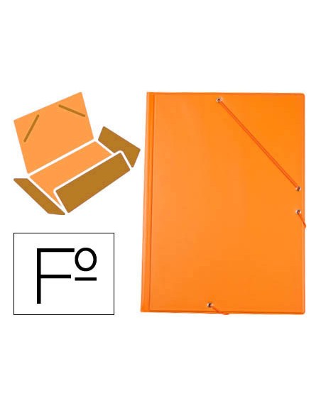 Carpeta liderpapel gomas folio 3 solapas carton forrado pvc naranja