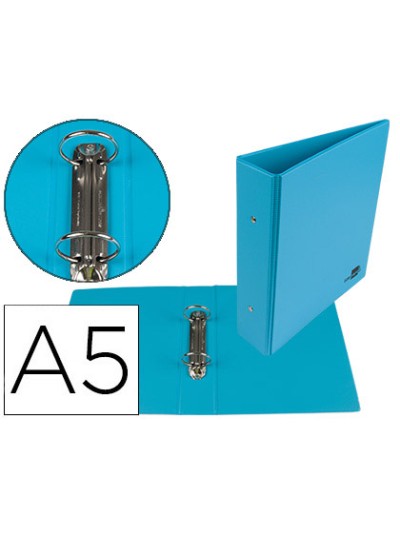 Carpeta de 2 anillas 40 mm redondas liderpapel a5 carton forrado pvc azul