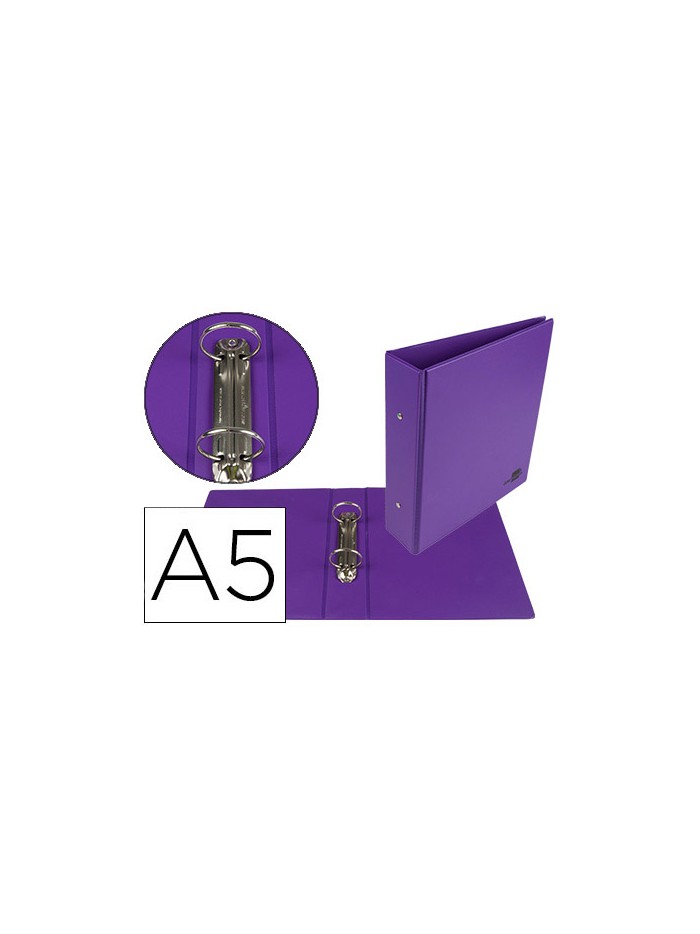 Carpeta de 2 anillas 40 mm redondas liderpapel a5 carton forrado pvc violeta Carpeta de 2 anillas 40 mm redondas liderpapel a5 carton forrado pvc violeta