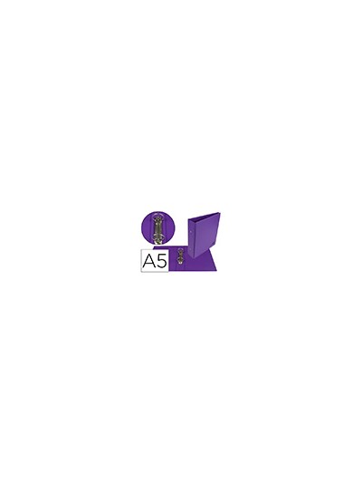 Carpeta de 2 anillas 40 mm redondas liderpapel a5 carton forrado pvc violeta