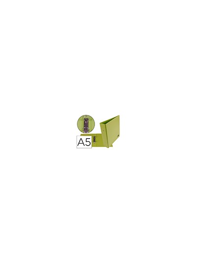 Carpeta de 2 anillas 40 mm redondas liderpapel a5 carton forrado pvc verde pistacho