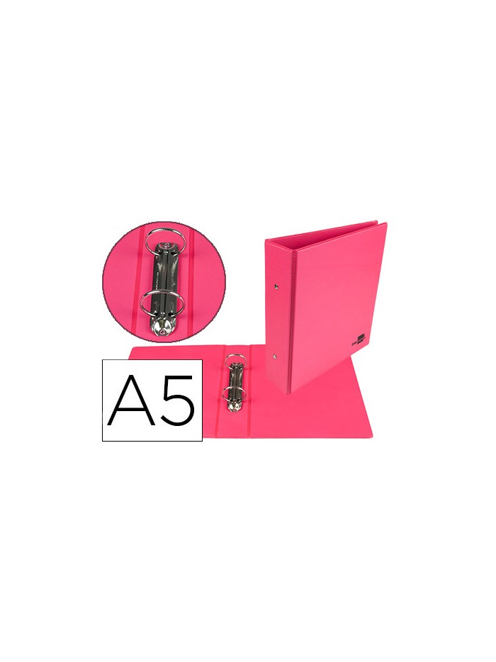 Carpeta de 2 anillas 40 mm redondas liderpapel a5 carton forrado pvc fucsia Carpeta de 2 anillas 40 mm redondas liderpapel a5 carton forrado pvc fucsia