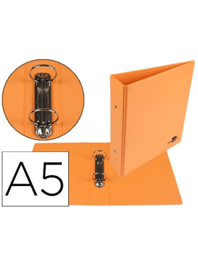 Carpeta de 2 anillas 40 mm redondas liderpapel a5 carton forrado pvc naranja
