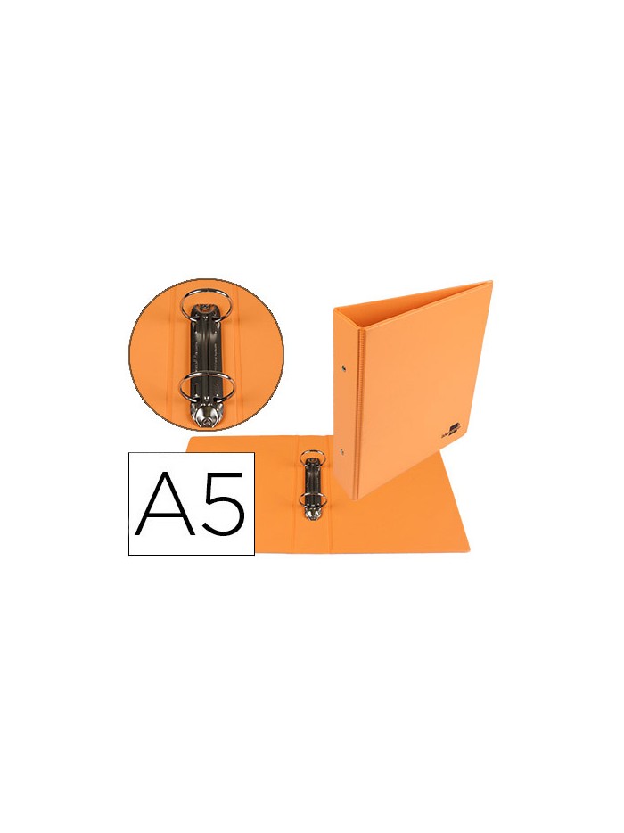 Carpeta de 2 anillas 40 mm redondas liderpapel a5 carton forrado pvc naranja Carpeta de 2 anillas 40 mm redondas liderpapel a5 carton forrado pvc naranja