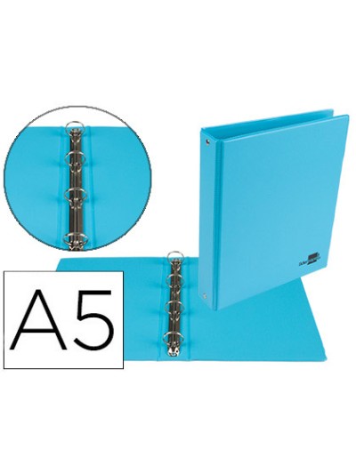 Carpeta de 4 anillas 25 mm redondas liderpapel a5 carton forrado pvc azul