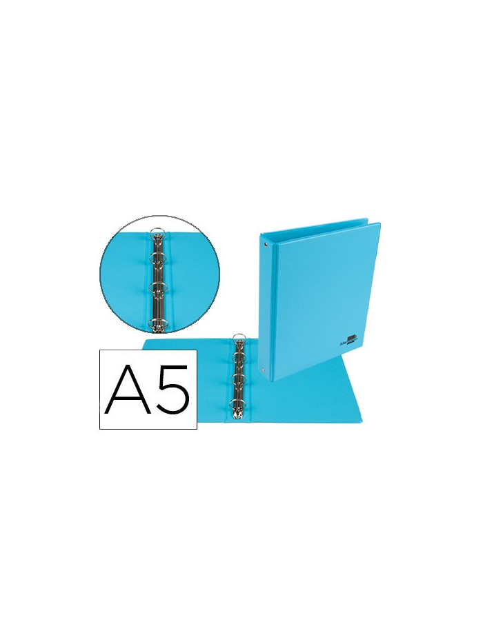 Carpeta de 4 anillas 25 mm redondas liderpapel a5 carton forrado pvc azul Carpeta de 4 anillas 25 mm redondas liderpapel a5 carton forrado pvc azul