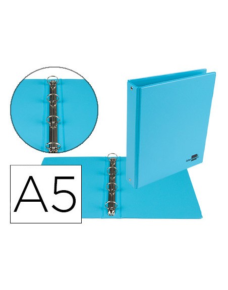 Carpeta de 4 anillas 25 mm redondas liderpapel a5 carton forrado pvc azul