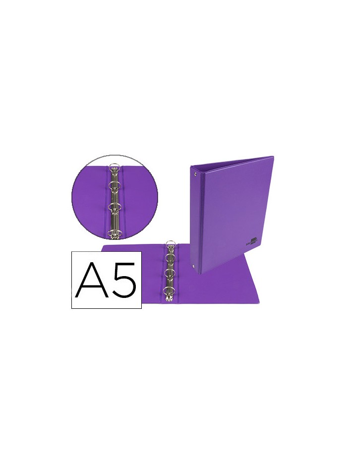 Carpeta de 4 anillas 25 mm redondas liderpapel a5 carton forrado pvc violeta Carpeta de 4 anillas 25 mm redondas liderpapel a5 carton forrado pvc violeta