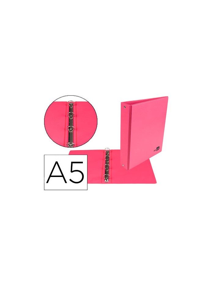Carpeta de 4 anillas 25 mm redondas liderpapel a5 carton forrado pvc fucsia Carpeta de 4 anillas 25 mm redondas liderpapel a5 carton forrado pvc fucsia