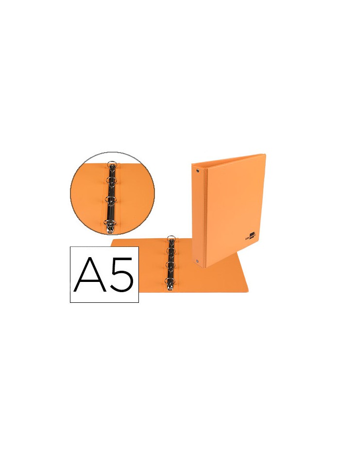 Carpeta de 4 anillas 25 mm redondas liderpapel a5 carton forrado pvc naranja Carpeta de 4 anillas 25 mm redondas liderpapel a5 carton forrado pvc naranja