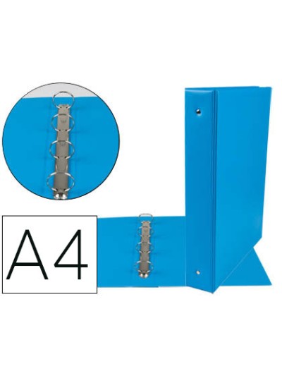 Carpeta de 4 anillas 40 mm mixtas liderpapel a4 carton forrado pvc azul