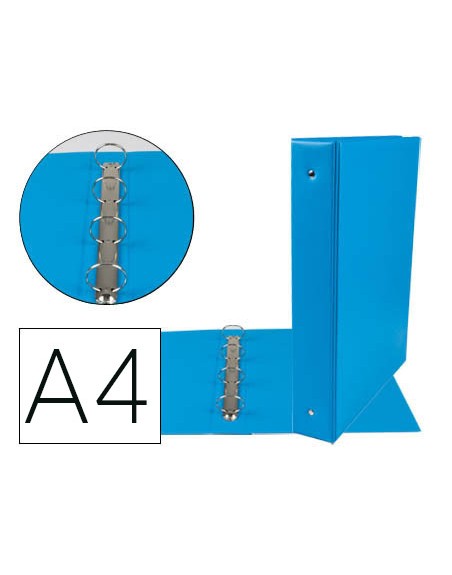 Carpeta de 4 anillas 40 mm mixtas liderpapel a4 carton forrado pvc azul