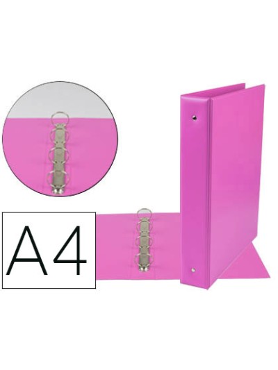 Carpeta de 4 anillas 40 mm mixtas liderpapel a4 carton forrado pvc fucsia