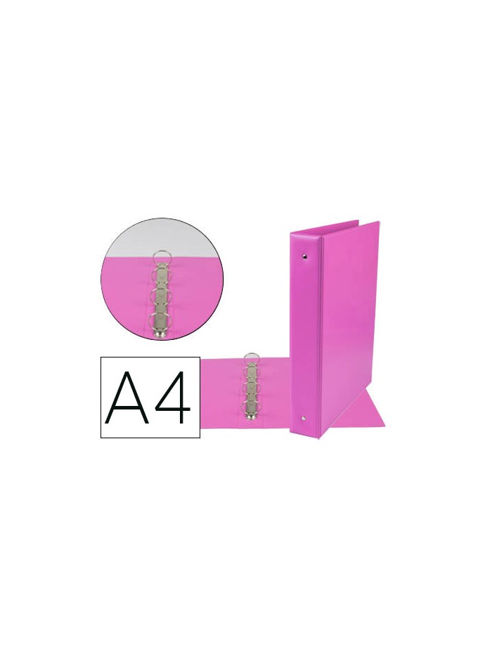 Carpeta de 4 anillas 40 mm mixtas liderpapel a4 carton forrado pvc fucsia Carpeta de 4 anillas 40 mm mixtas liderpapel a4 carton forrado pvc fucsia