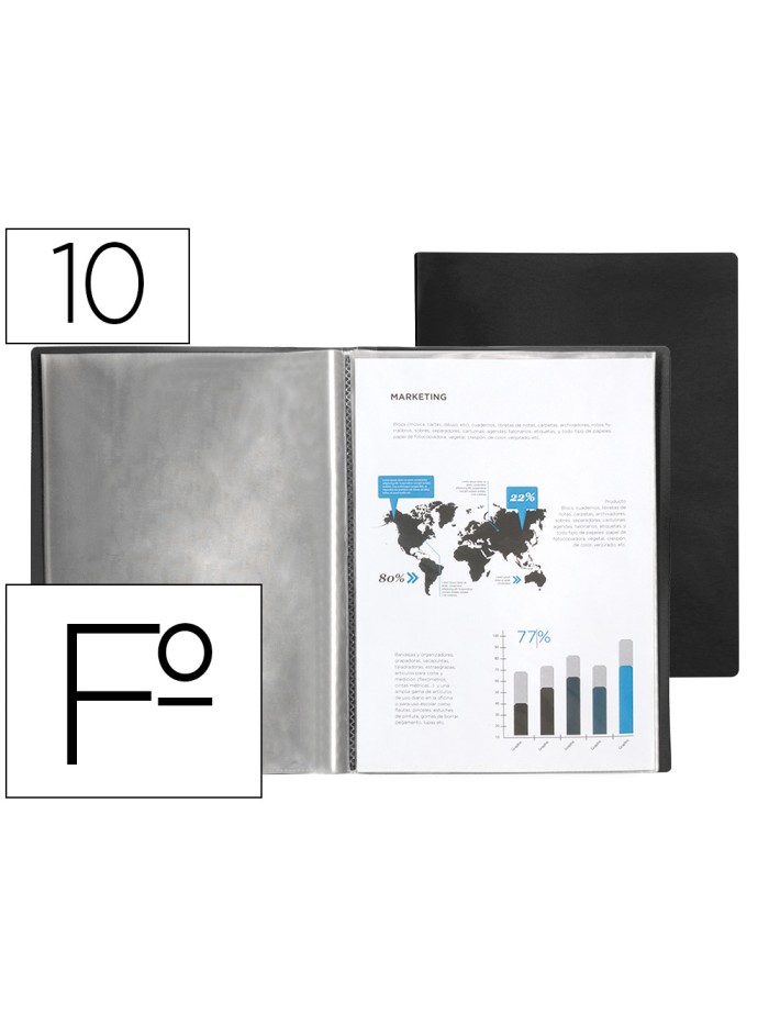 Carpeta liderpapel escaparate 10 fundas pvc folio negro Carpeta liderpapel escaparate 10 fundas pvc folio negro