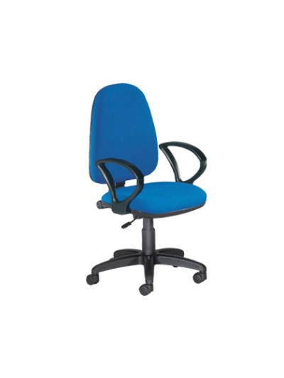 Silla rocada con brazos color azul diametro base 610 mm respaldo de 490 mm x 420 mm