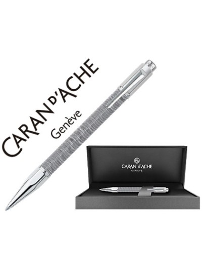 Boligrafo caran d'ache varius ivanhoe cota de malla acero gris placado rodio con estuche punta media