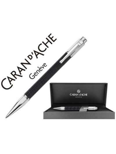 Boligrafo caran d'ache varius ivanhoe cota de malla acero negro placado rodio con estuche punta media