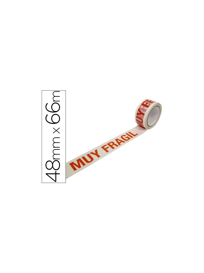 Cinta adhesiva polipropileno blanca impresion muy fragil para embalaje 66 mt x 48 mm Cinta adhesiva polipropileno blanca impresion muy fragil para embalaje 66 mt x 48 mm