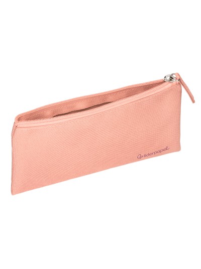 Estuche portatodo liderpapel plano ancho una cremallera 200x100 mm rosa melocoton