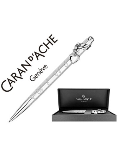 Boligrafo caran d'ache ecridor mademoiselle placado paladio corazon con estuche punta media