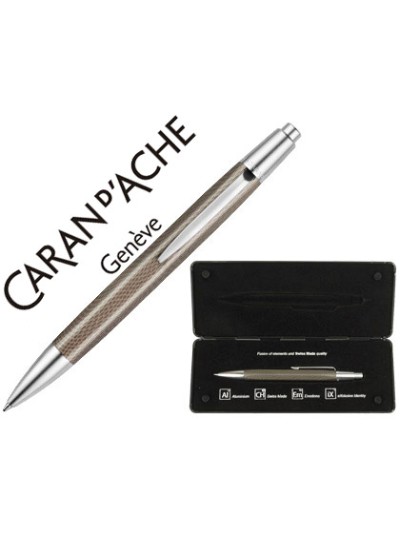 Boligrafo caran d'ache alchemix cuerpo piel de reptil adornos cromados brillante con estuche punta