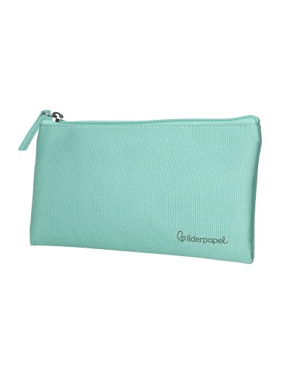 Estuche portatodo liderpapel plano ancho una cremallera 200x100 mm verde manzana