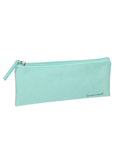 Estuche portatodo liderpapel plano ancho una cremallera 200x100 mm verde manzana