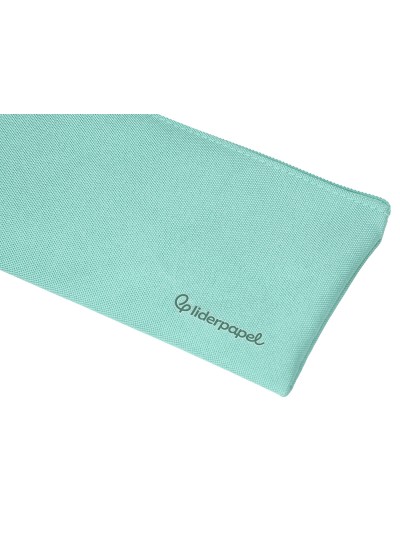 Estuche portatodo liderpapel plano ancho una cremallera 200x100 mm verde manzana