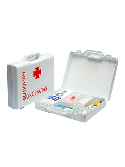 Botiquin polipropileno con material para primeros auxilios forma de maletin 270x230x70 mm