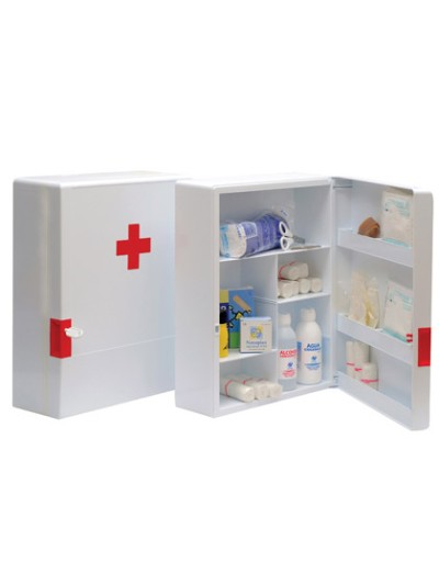 Botiquin plastico extraduro con material para primeros auxilios 460x340x150 mm