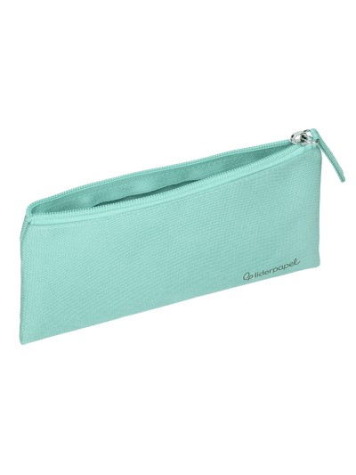 Estuche portatodo liderpapel plano ancho una cremallera 200x100 mm verde manzana