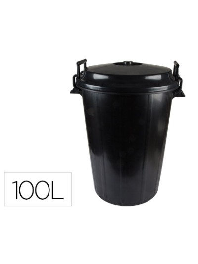 Cubo de basura con tapa negro 100 l para bolsas 85x105 cm