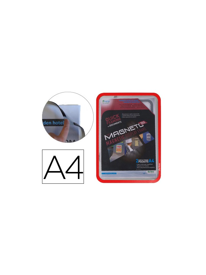 Marco porta anuncios tarifold magneto din a4 con 4 bandas magneticas en el dorso color rojo pack de 2 unidades Marco porta anuncios tarifold magneto din a4 con 4 bandas magneticas en el dorso color rojo pack de 2 unidades
