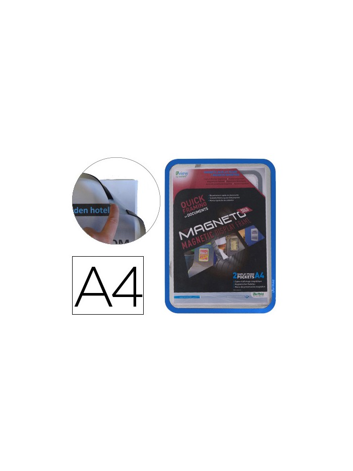 Marco porta anuncios tarifold magneto din a4 con 4 bandas magneticas en el dorso color azul pack de 2 unidades Marco porta anuncios tarifold magneto din a4 con 4 bandas magneticas en el dorso color azul pack de 2 unidades