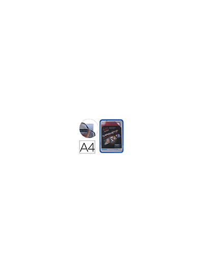 Marco porta anuncios tarifold magneto din a4 con 4 bandas magneticas en el dorso color azul pack de 2 unidades
