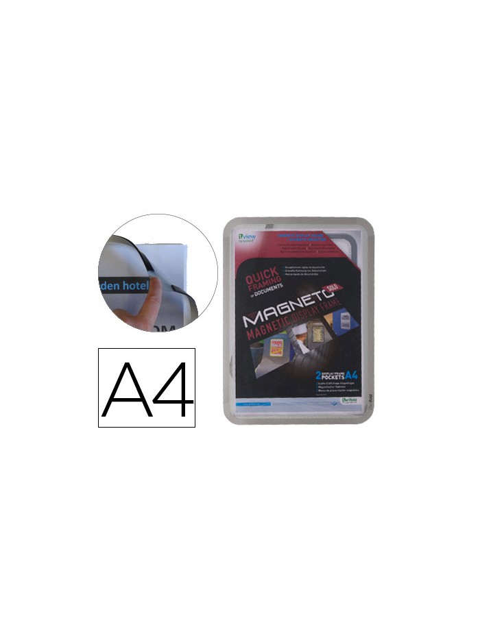 Marco porta anuncios tarifold magneto din a4 con 4 bandas magneticas en el dorso color plata pack de 2 unidades Marco porta anuncios tarifold magneto din a4 con 4 bandas magneticas en el dorso color plata pack de 2 unidades