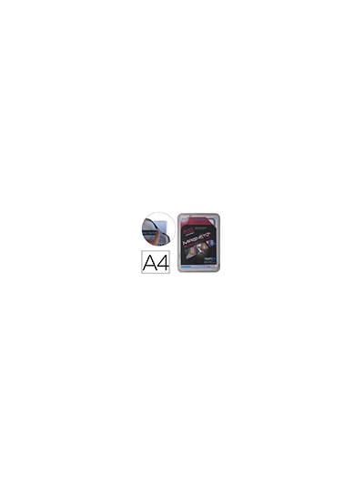 Marco porta anuncios tarifold magneto din a4 con 4 bandas magneticas en el dorso color plata pack de 2 unidades
