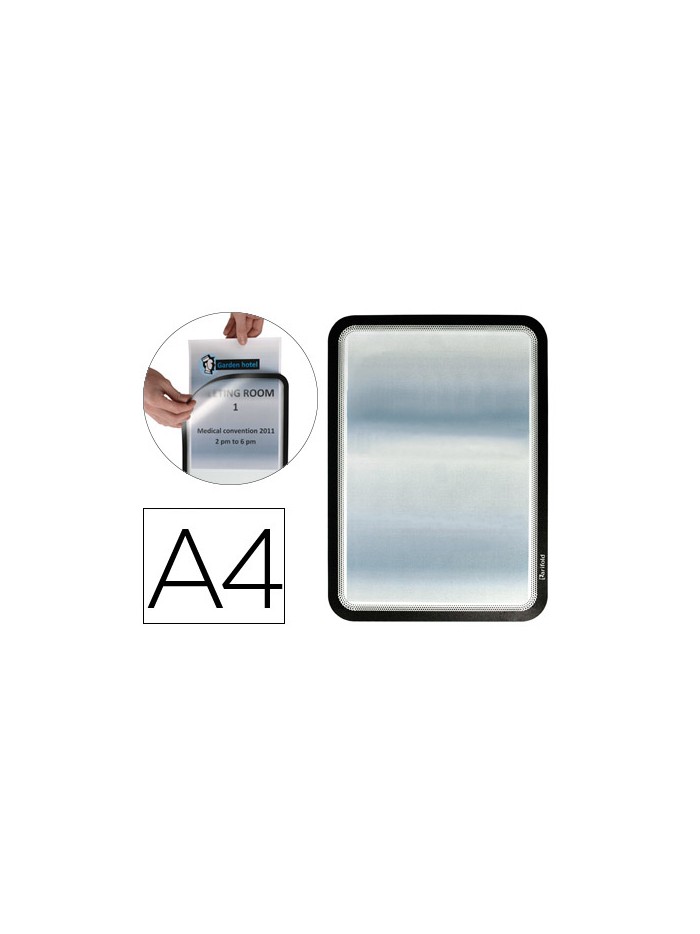 Marco porta anuncios tarifold magneto din a4 dorso adhesivo removible color negro pack de 2 unidades Marco porta anuncios tarifold magneto din a4 dorso adhesivo removible color negro pack de 2 unidades