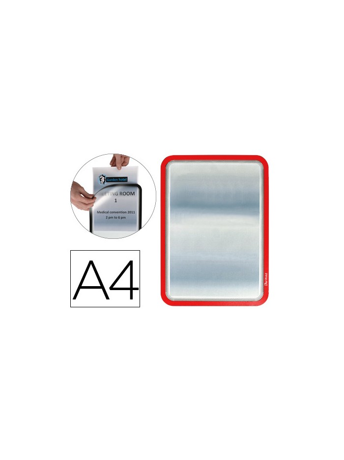 Marco porta anuncios tarifold magneto din a4 dorso adhesivo removible color rojo pack de 2 unidades Marco porta anuncios tarifold magneto din a4 dorso adhesivo removible color rojo pack de 2 unidades