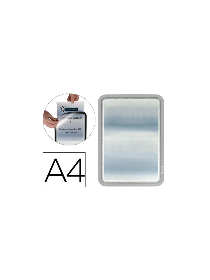 Marco porta anuncios tarifold magneto din a4 dorso adhesivo removible color gris pack de 2 unidades Marco porta anuncios tarifold magneto din a4 dorso adhesivo removible color gris pack de 2 unidades